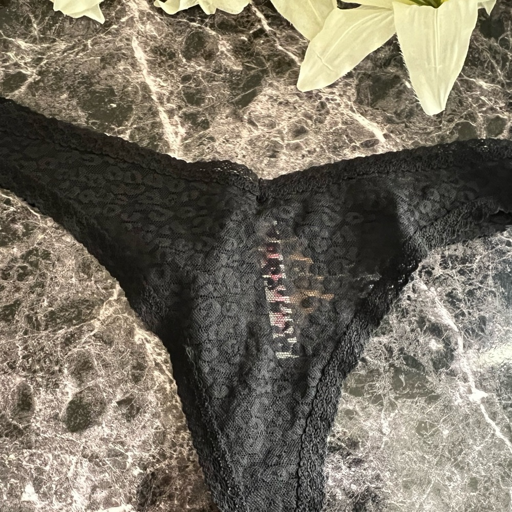 PINK Victoria's Secret Black Leopard Lace Panty